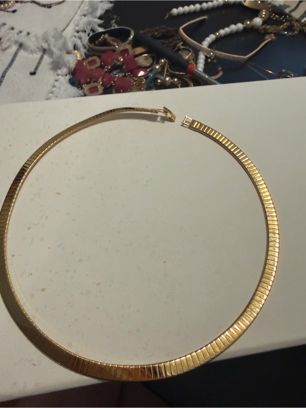 Gold Women's Herringbone Choker Necklace - Classic Statement